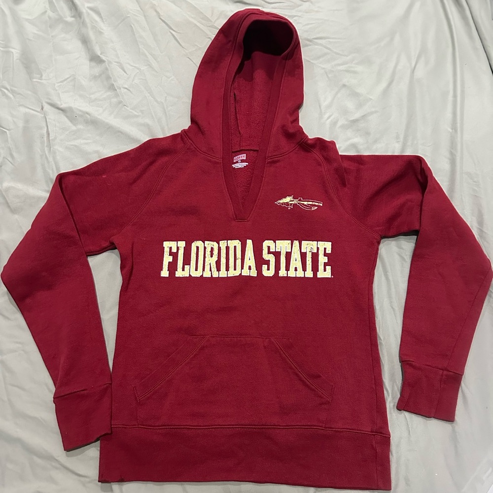 FSU hoodie. Wording looks a little worn but overall in good condition.